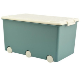 Pojemnik na zabawki na kółkach turkusowy/biały 60L PW-001-165